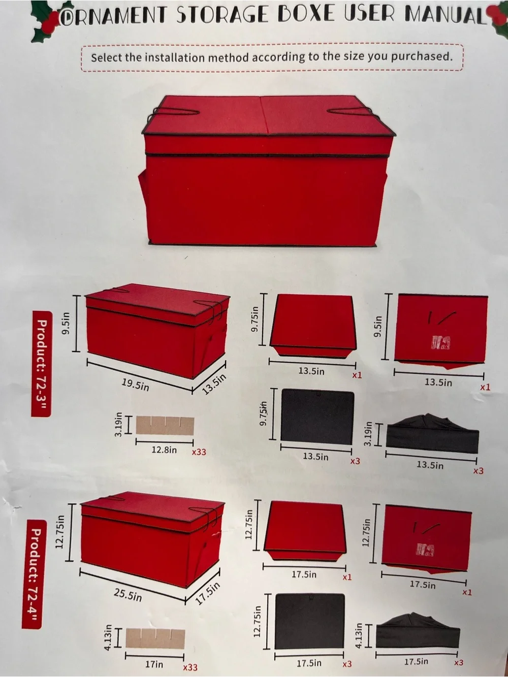 Holiday Ornament Storage Organizer – Red